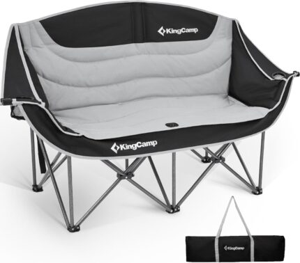 KingCamp Double Camping Chair, Oversized Heavy Duty Loveseat for