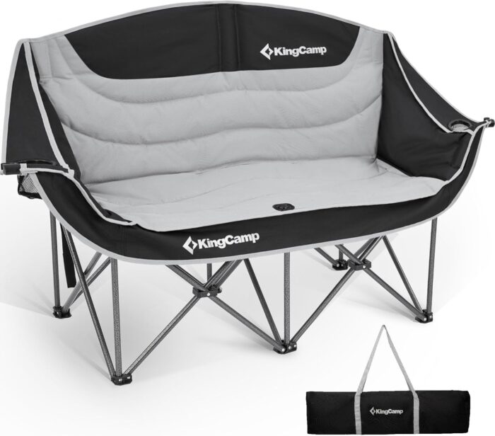 KingCamp Double Camping Chair, Oversized Heavy Duty Loveseat for