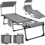 KingCamp Lounge Chair Outdoor, Folding Portable Tanning Chairs Comfy