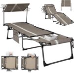 KingCamp Tanning Chair with Face Hole, Lounge Chairs Outdoor Folding