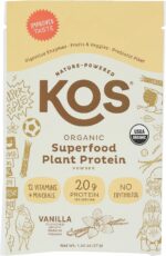Kos Organic Vanilla Plant Protein Powder Single, 1.3 OZ