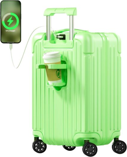 Krute Carry on Luggage 20 Inch USB Suitcases with Spinner Double