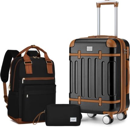 LARVENDER Luggage Sets 3 Piece Expandable Carry on Luggage 22x14x9