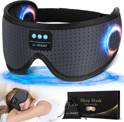 LC-dolida Sleep Headphones, White Noise Bluetooth Sleep Mask 3D