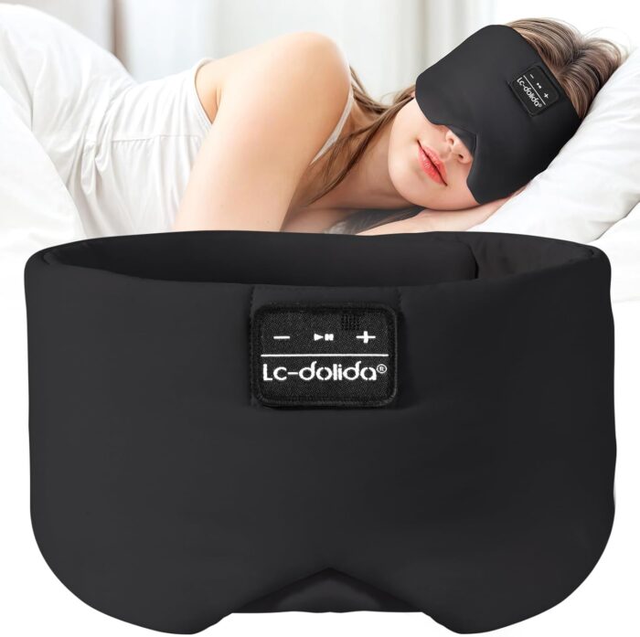 LC-dolida Sleep Mask with Bluetooth Headphones, Ice Silk Sleep