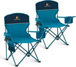 LET'S CAMP Camping Chair 2 Pack Folding Chair with 3-Can Cooler Bag