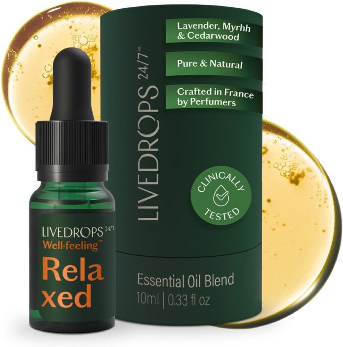 LIVEDROPS 24/7 Relaxed Essential Oil Blend - Lavender, Myrrh &