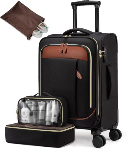 LOVEVOOK Carry on Luggage for Women and Men, Softside Suitcases with