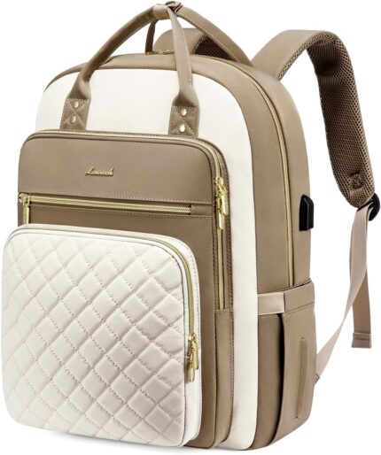 LOVEVOOK Laptop Backpack, D-Khaki-Beige, Unisex, 15.6in Laptop