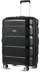 LUGGEX Checked Luggage with Spinner Wheels, PP Lightweight Suitcase