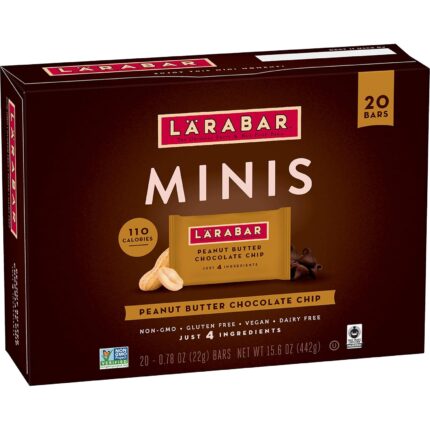 Larabar Peanut Butter Chocolate Chip Mini Bars, Gluten Free Vegan, 20