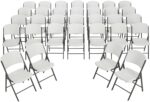 Lifetime Commercial Grade Folding Chairs, 32 Pack, White Granite