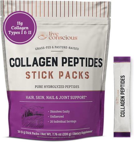 Live Conscious Collagen Peptides Powder Unflavored Packets -