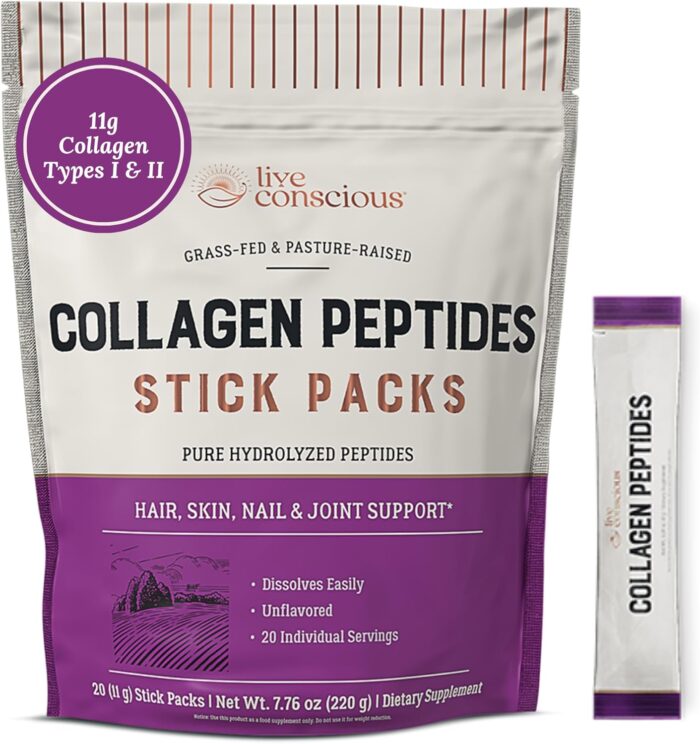 Live Conscious Collagen Peptides Powder Unflavored Packets -