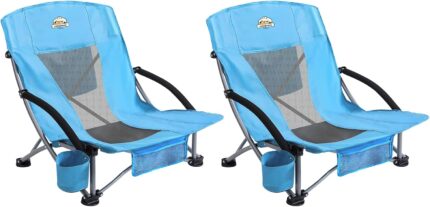 Low Back Camping Chair 2 Pack Support 300 LBS Carry Bag Included,Low