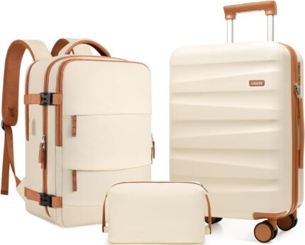 Luggage Set with Backpack,Polycarbonate Carry On Luggage Airline