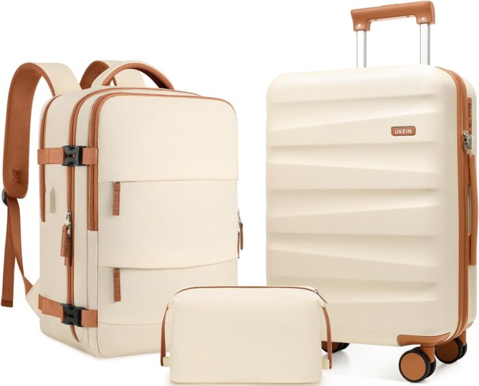 Luggage Set with Backpack,Polycarbonate Carry On Luggage Airline