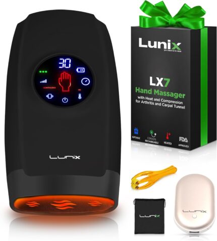 Lunix LX7 Touchscreen Electric Hand Massager with Compression,