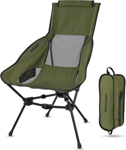 MARCHWAY Lightweight Folding High Back Camping Chair with Head