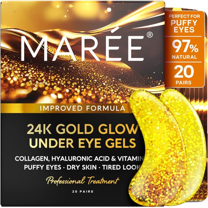 MAREE 24k Gold Under Eye Gels for Puffy Eyes and Dark Circles -