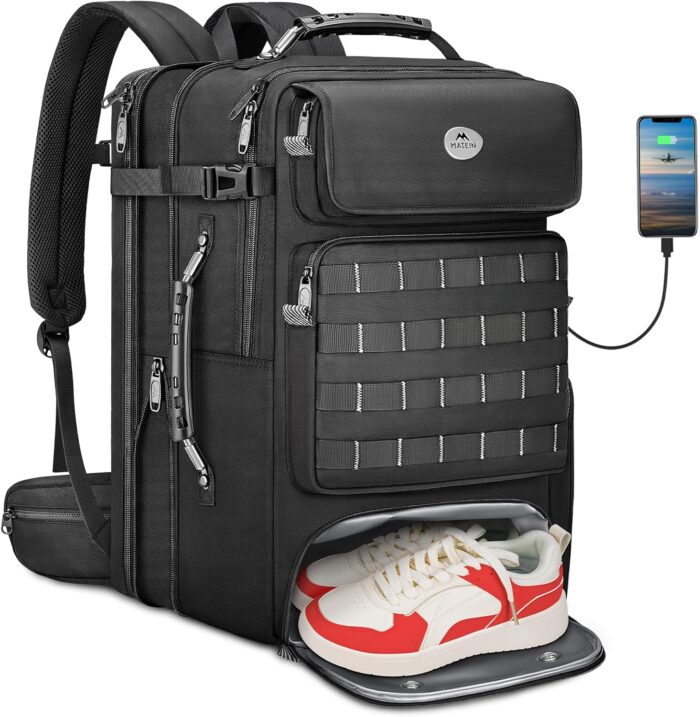 MATEIN Expandable Travel Backpack With Shoe Compartment, 52L Large