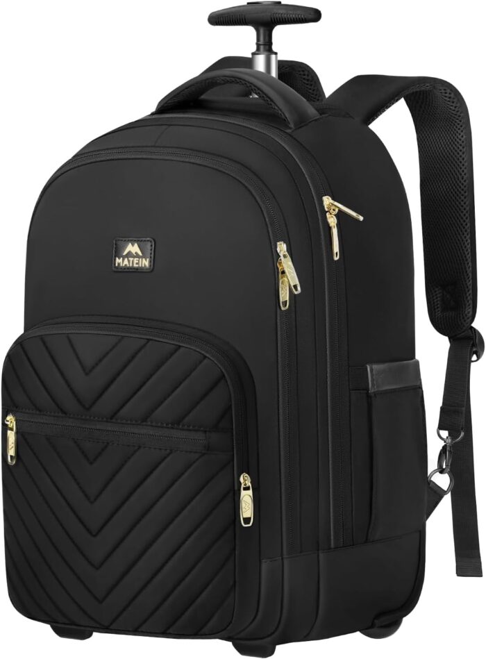 MATEIN Rolling Backpack for Women, 17 inch Water Resistant Wheeled