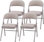 MECO 4 Pack Padded Folding Chairs, Fabric Foldable Card Table Chair,
