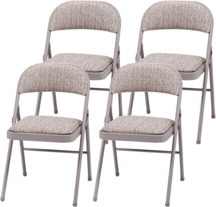 MECO 4 Pack Padded Folding Chairs, Fabric Foldable Card Table Chair,