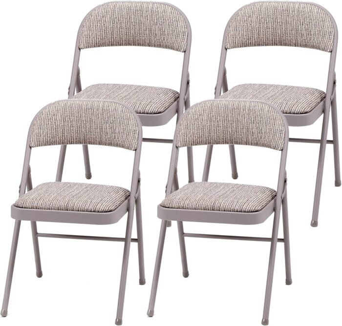 MECO 4 Pack Padded Folding Chairs, Fabric Foldable Card Table Chair,