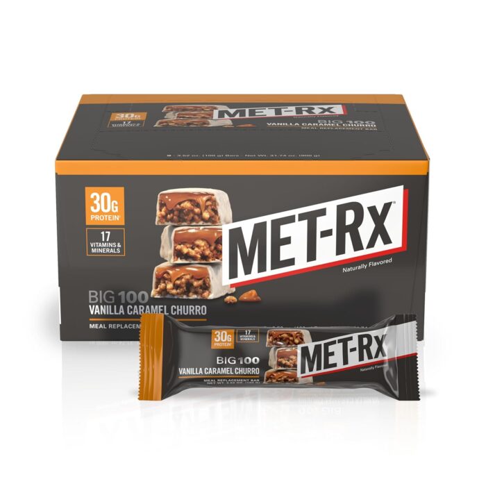 MET-Rx Big 100 Colossal Protein Bars, Vanilla Caramel Churro Meal