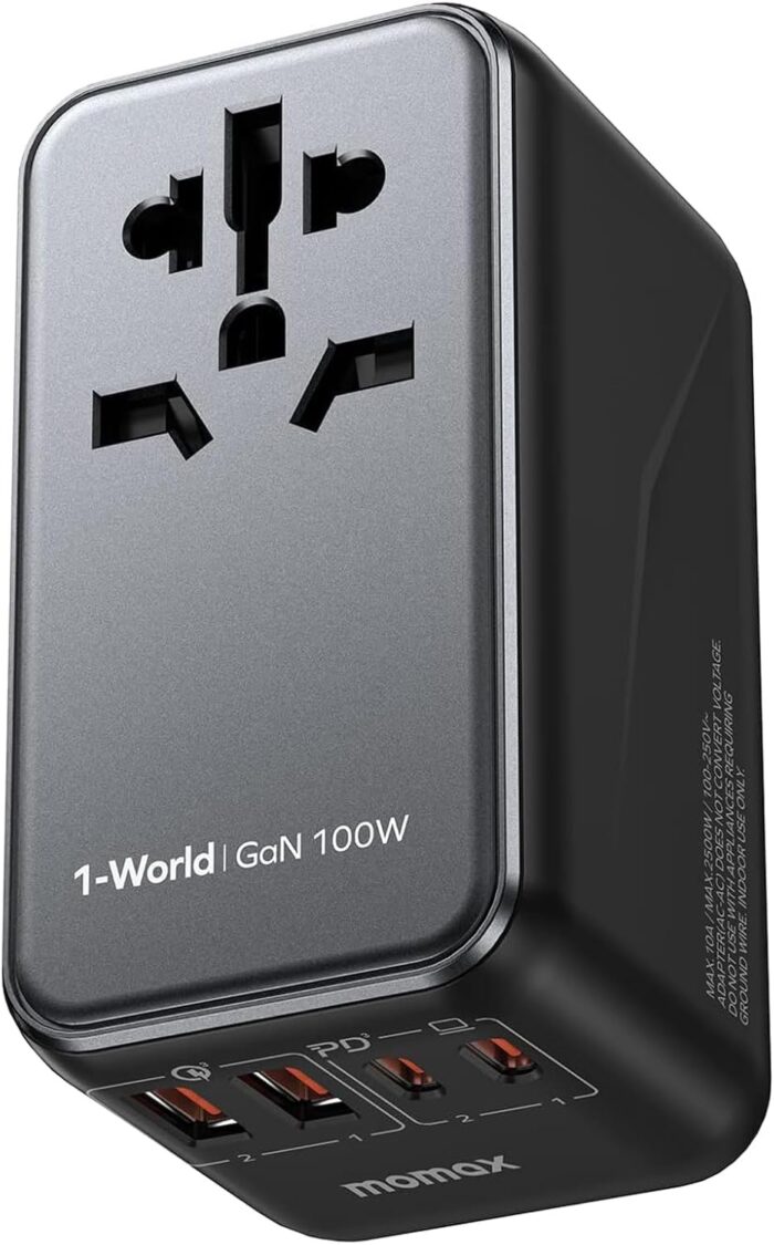 MOMAX Universal Travel Adapter, 100W Fast GaN International Power