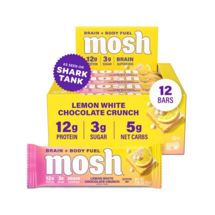 MOSH Lemon White Chocolate Keto Protein Bars, High Fiber, Low Carb,