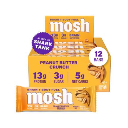 MOSH Peanut Butter Crunch Keto Protein Bars, High Fiber, Low Carb,