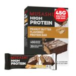 MUSASHI High Protein Bar, 45g Protein, 2g Total Sugars, Peanut Butter