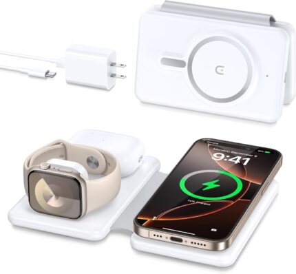 Magnetic Wireless Charger for iPhone: 3 in 1 Travel Charging Station