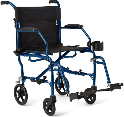 Medline Ultra Lightweight Transport Wheelchair for Adults, Foldable,