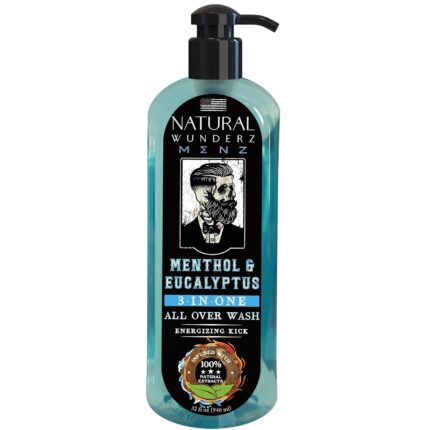Mens Body Wash with Menthol & Eucalyptus, 32 Fl Oz, All Natural 3-In-1
