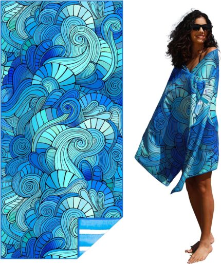 Microfiber Thin Lightweight Beach Towel Sand Free Quick Dry Absorbent