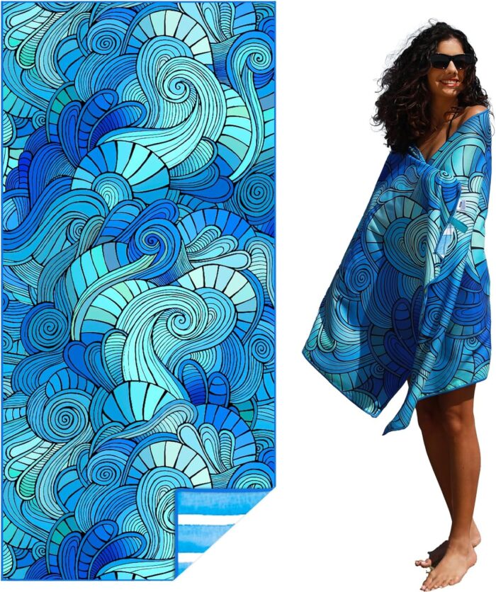 Microfiber Thin Lightweight Beach Towel Sand Free Quick Dry Absorbent