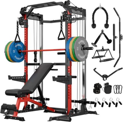 Mikolo Power Cage, 2000LB Squat Rack, Dual Pulley Cable