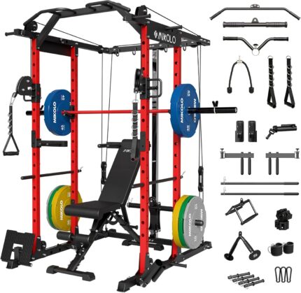 Mikolo Power Cage, Power Rack with Cable Crossover System,