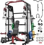 Mikolo Smith Machine, 2200lbs Squat Rack with LAT-Pull Down