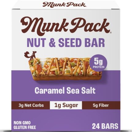 Munk Pack Keto Snack Bars, Caramel Sea Salt - Low Carb Nut Bar with 5g