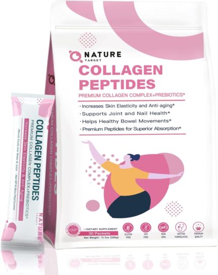 NATURE TARGET Multi Collagen Peptides Powder - Type I, II, III, V, X -