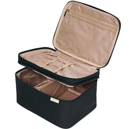 NISHEL Large Double Layer Travel Makeup Bag Women, Cosmetic Case,
