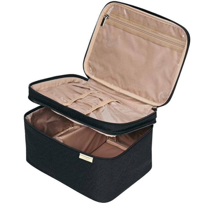 NISHEL Large Double Layer Travel Makeup Bag Women, Cosmetic Case,
