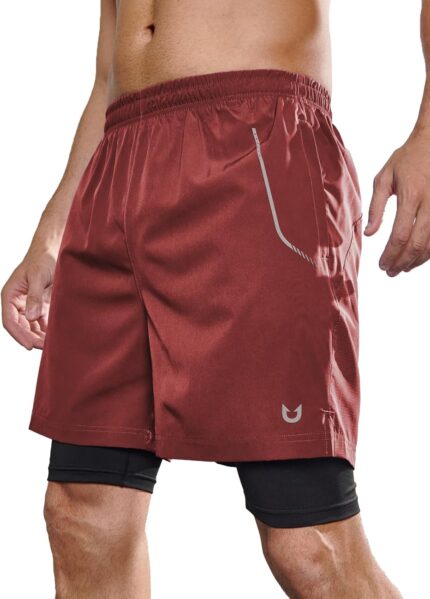 NORTHYARD Men's 2 in 1 Workout Shorts 5" Running Athletic