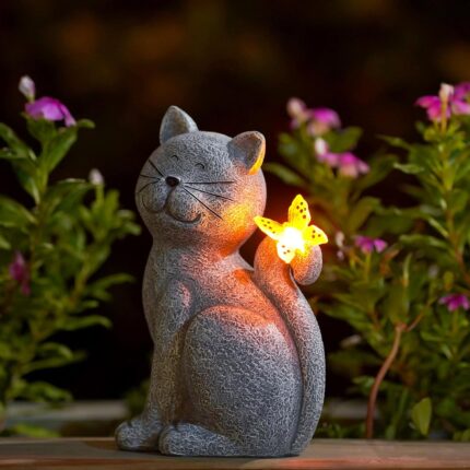 Nacome Solar Cat Outdoor Statues for Garden: Outside Decor with
