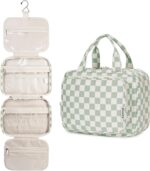 Narwey Hanging Toiletry Bag for Women Travel Checkered Makeup Bag