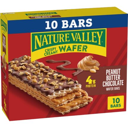 Nature Valley Wafer Bars, Peanut Butter Chocolate Flavored Snacks, 10